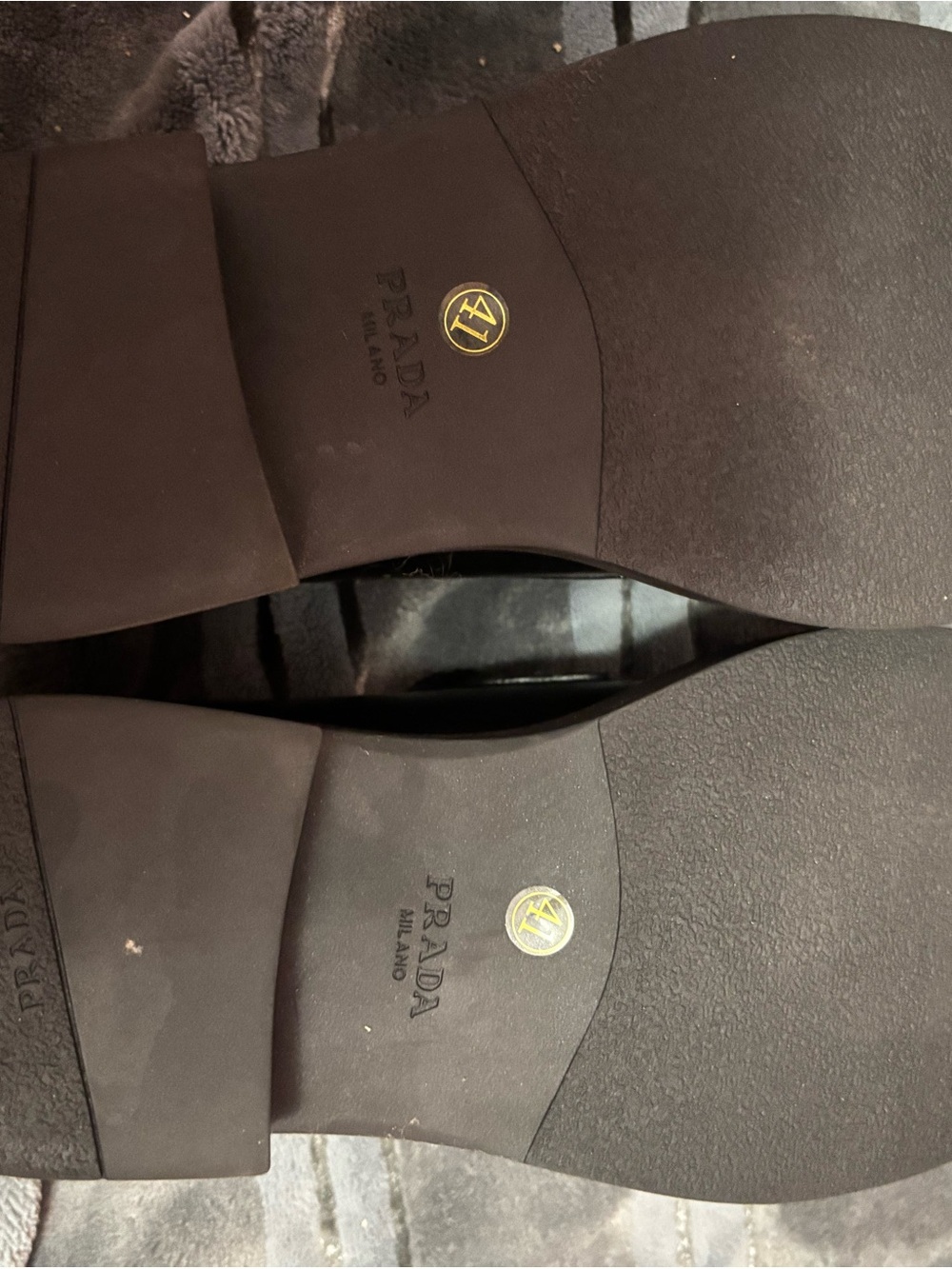 Prada Black Leather Logo Penny Loafers - Picture 3 of 3